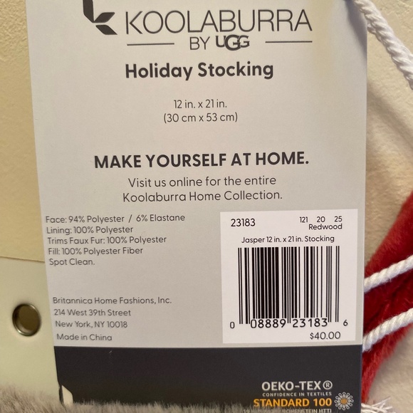 NWT Koolaburra Jasper Red with gray Faux Fur trim Holiday stockings * LOT of 4 * - Picture 3 of 4